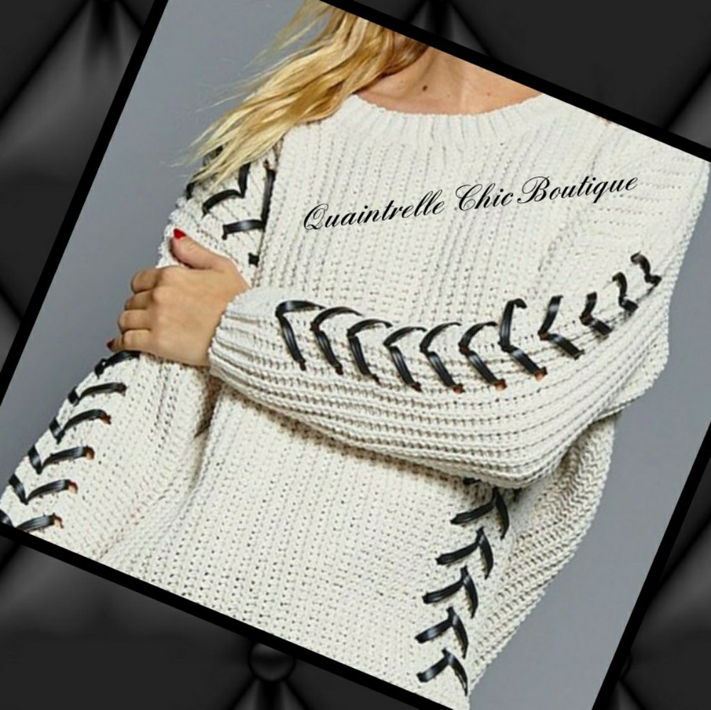 🎉HP x2🎉KAGNEY LEATHER DETAIL SWEATER - Picture 4 of 6